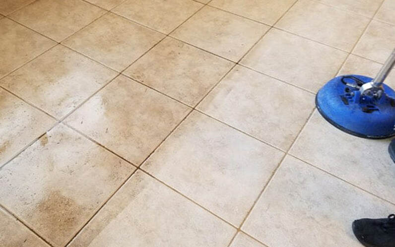 a tile floor being cleaning in goodyear, arizona