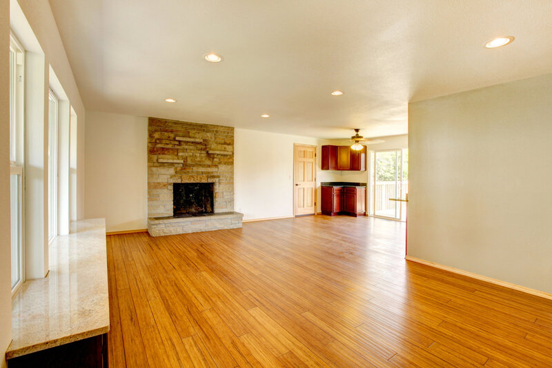 a well cleaned living area with hardwood flooring